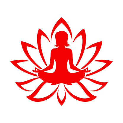 Engraving Decals Yoga Studio Meditation Lotus Woman Flower Glass Stickers