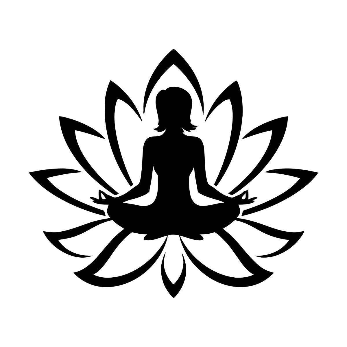 Engraving Decals Yoga Studio Meditation Lotus Woman Flower Glass Stickers
