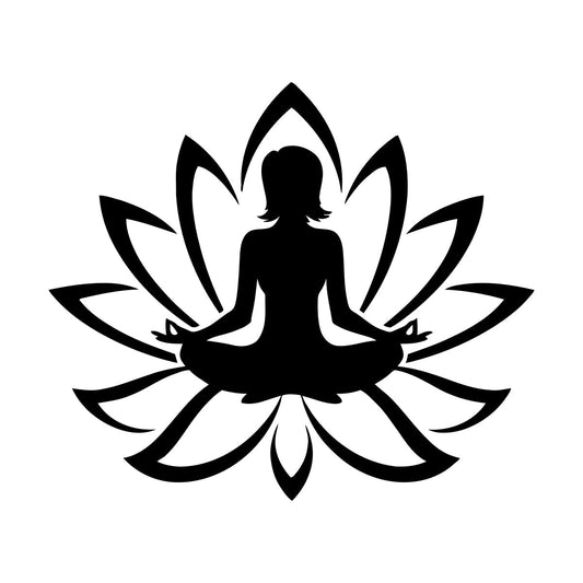Engraving Decals Yoga Studio Meditation Lotus Woman Flower Glass Stickers