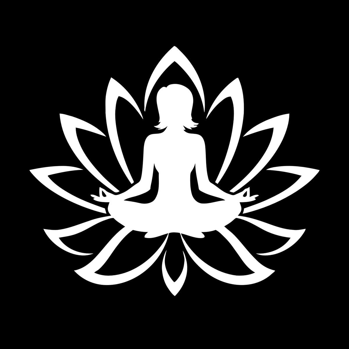 Engraving Decals Yoga Studio Meditation Lotus Woman Flower Glass Stickers