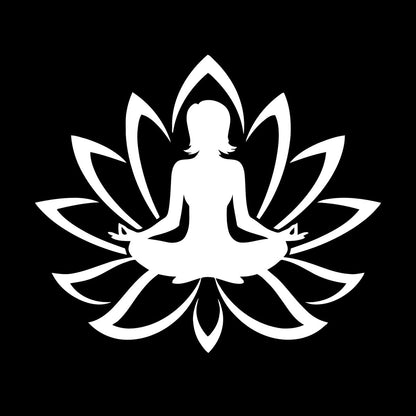 Engraving Decals Yoga Studio Meditation Lotus Woman Flower Glass Stickers