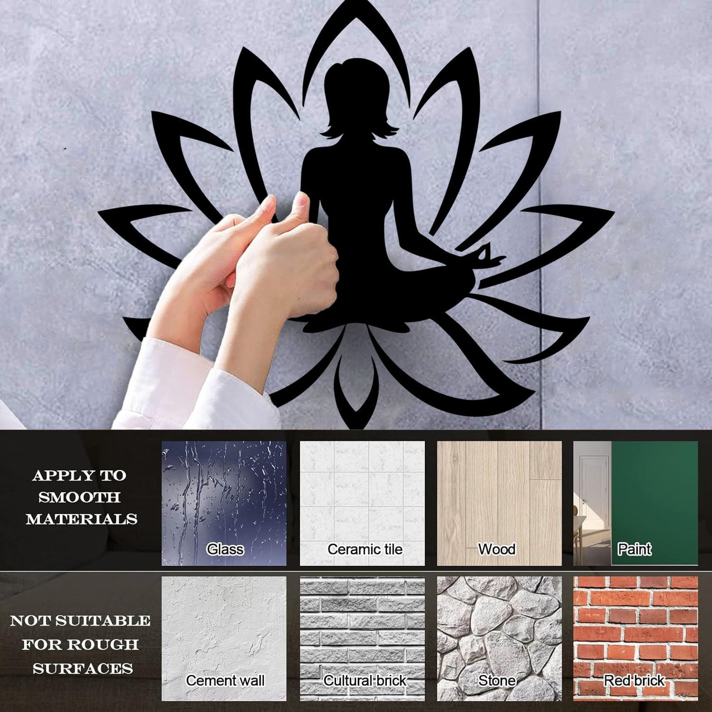 Engraving Decals Yoga Studio Meditation Lotus Woman Flower Glass Stickers