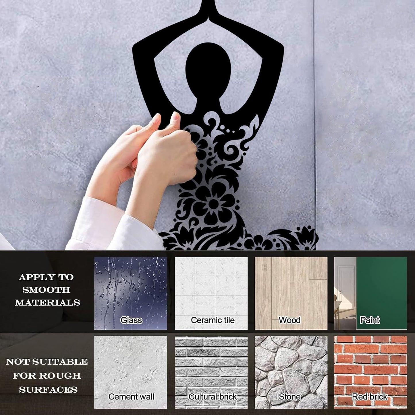 Mural And Wall Vinyl Decal Yoga Studio Meditation Om Lotus Pose Flowers Store Decoration