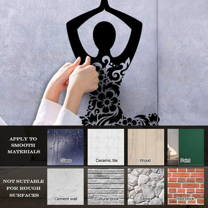 Mural And Wall Vinyl Decal Yoga Studio Meditation Om Lotus Pose Flowers Store Decoration