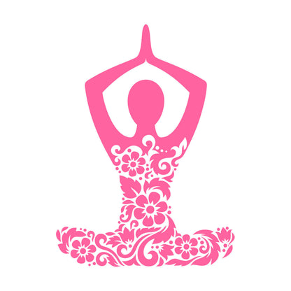 Mural And Wall Vinyl Decal Yoga Studio Meditation Om Lotus Pose Flowers Store Decoration