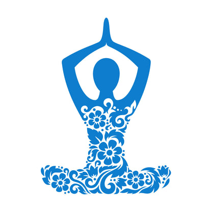 Mural And Wall Vinyl Decal Yoga Studio Meditation Om Lotus Pose Flowers Store Decoration
