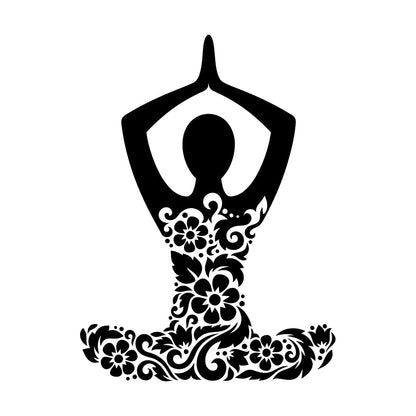 Mural And Wall Vinyl Decal Yoga Studio Meditation Om Lotus Pose Flowers Store Decoration