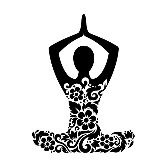 Mural And Wall Vinyl Decal Yoga Studio Meditation Om Lotus Pose Flowers Store Decoration