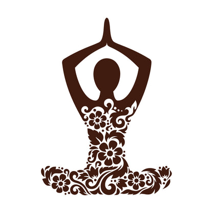 Mural And Wall Vinyl Decal Yoga Studio Meditation Om Lotus Pose Flowers Store Decoration
