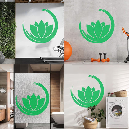Wall Vinyl Sticker Decor Zen Enso Om Lotus Flower Bud Symbol Yoga Room Removable Without Leaving Glue