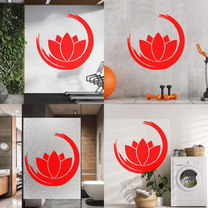 Wall Vinyl Sticker Decor Zen Enso Om Lotus Flower Bud Symbol Yoga Room Removable Without Leaving Glue