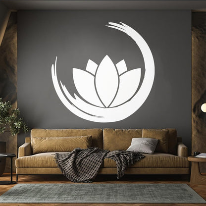 Wall Vinyl Sticker Decor Zen Enso Om Lotus Flower Bud Symbol Yoga Room Removable Without Leaving Glue