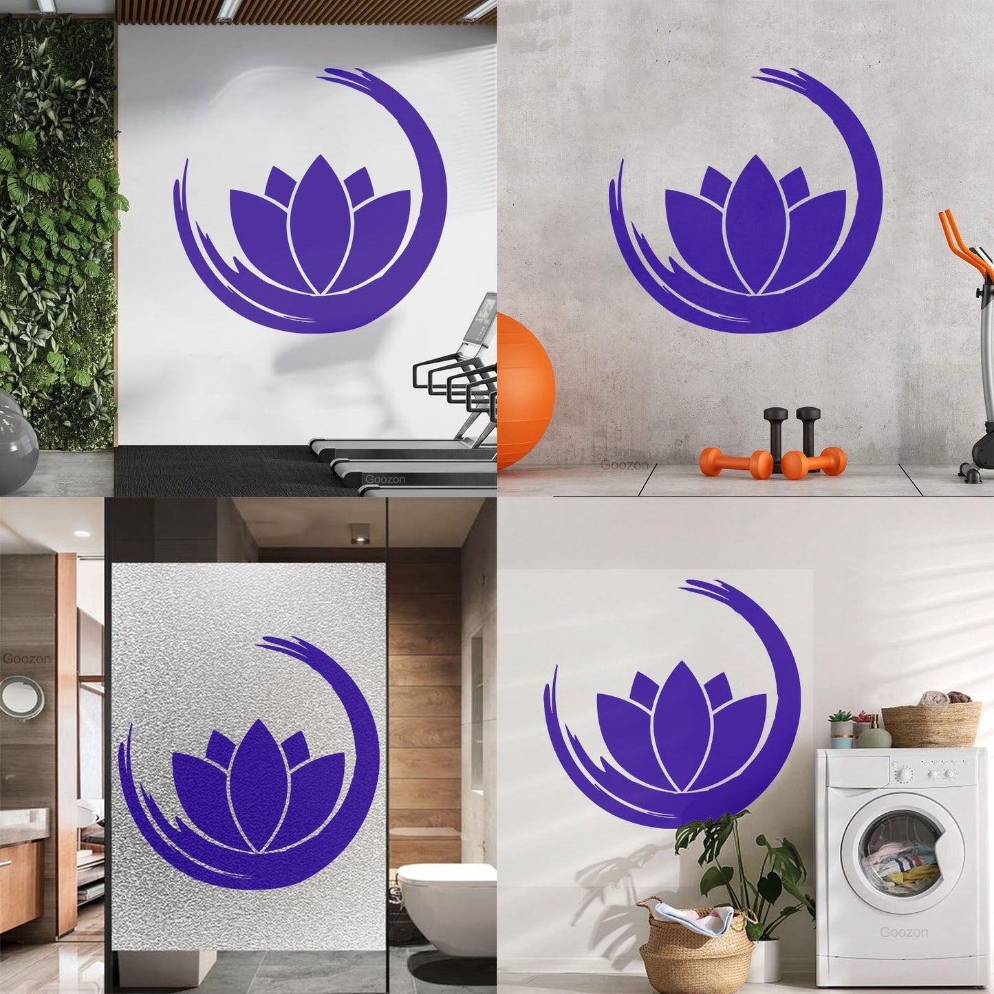 Wall Vinyl Sticker Decor Zen Enso Om Lotus Flower Bud Symbol Yoga Room Removable Without Leaving Glue