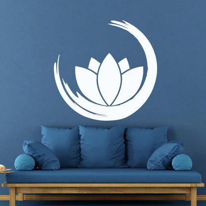 Wall Vinyl Sticker Decor Zen Enso Om Lotus Flower Bud Symbol Yoga Room Removable Without Leaving Glue