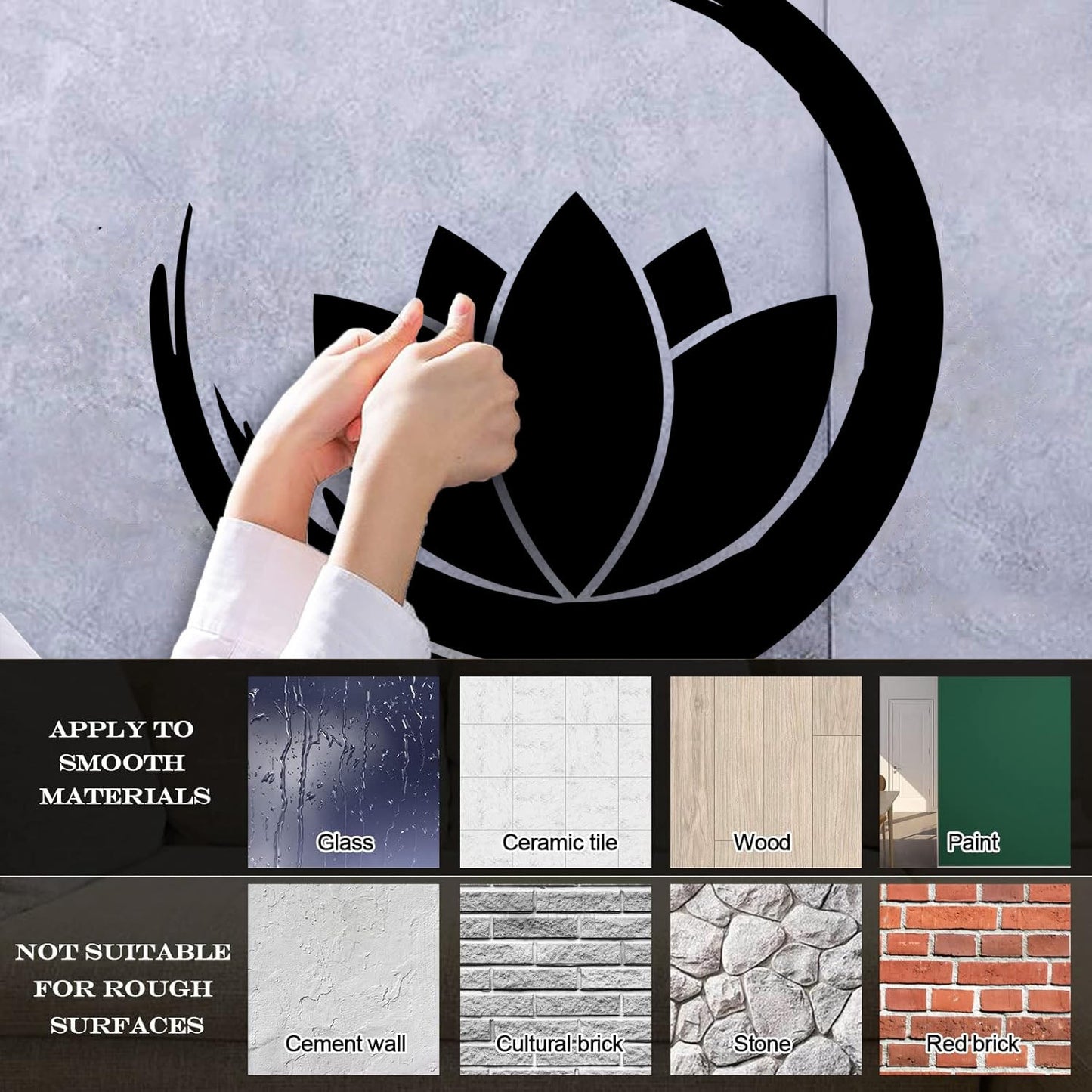 Wall Vinyl Sticker Decor Zen Enso Om Lotus Flower Bud Symbol Yoga Room Removable Without Leaving Glue