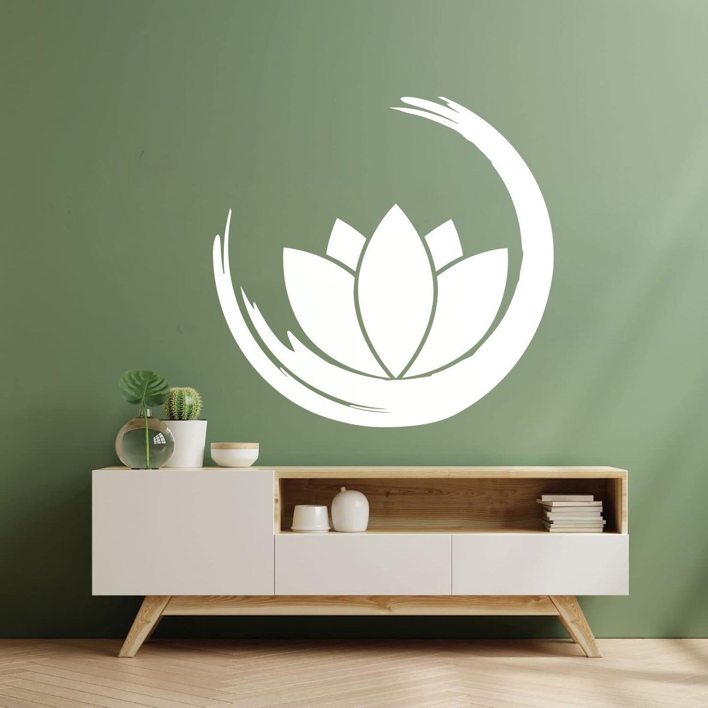 Wall Vinyl Sticker Decor Zen Enso Om Lotus Flower Bud Symbol Yoga Room Removable Without Leaving Glue