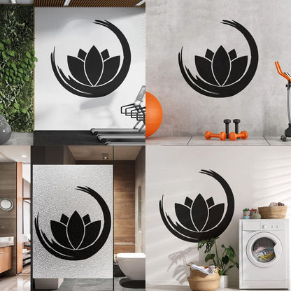 Wall Vinyl Sticker Decor Zen Enso Om Lotus Flower Bud Symbol Yoga Room Removable Without Leaving Glue