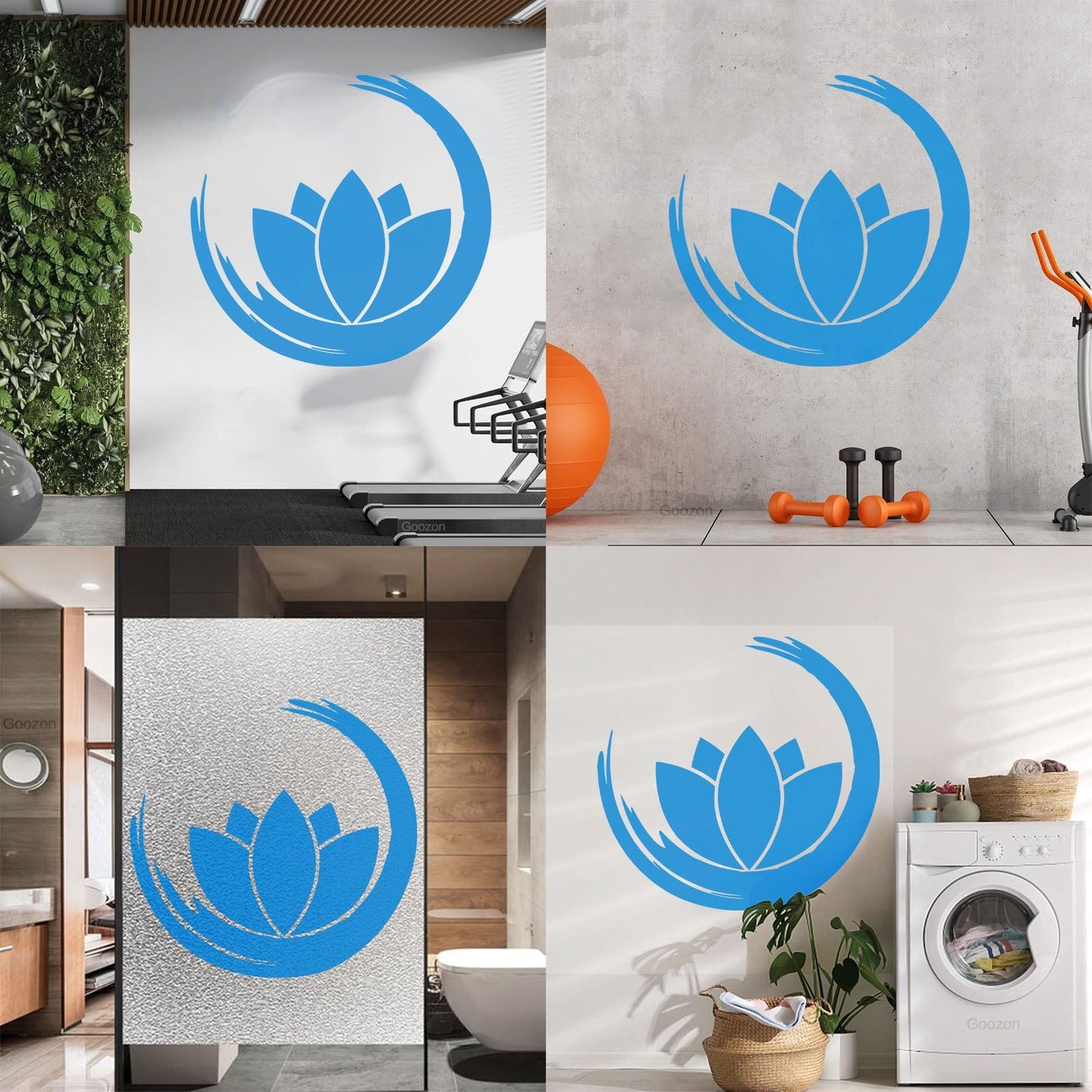 Wall Vinyl Sticker Decor Zen Enso Om Lotus Flower Bud Symbol Yoga Room Removable Without Leaving Glue