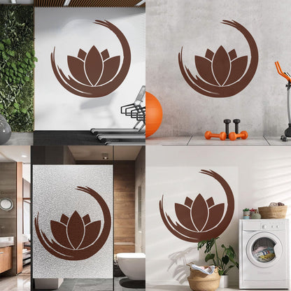 Wall Vinyl Sticker Decor Zen Enso Om Lotus Flower Bud Symbol Yoga Room Removable Without Leaving Glue