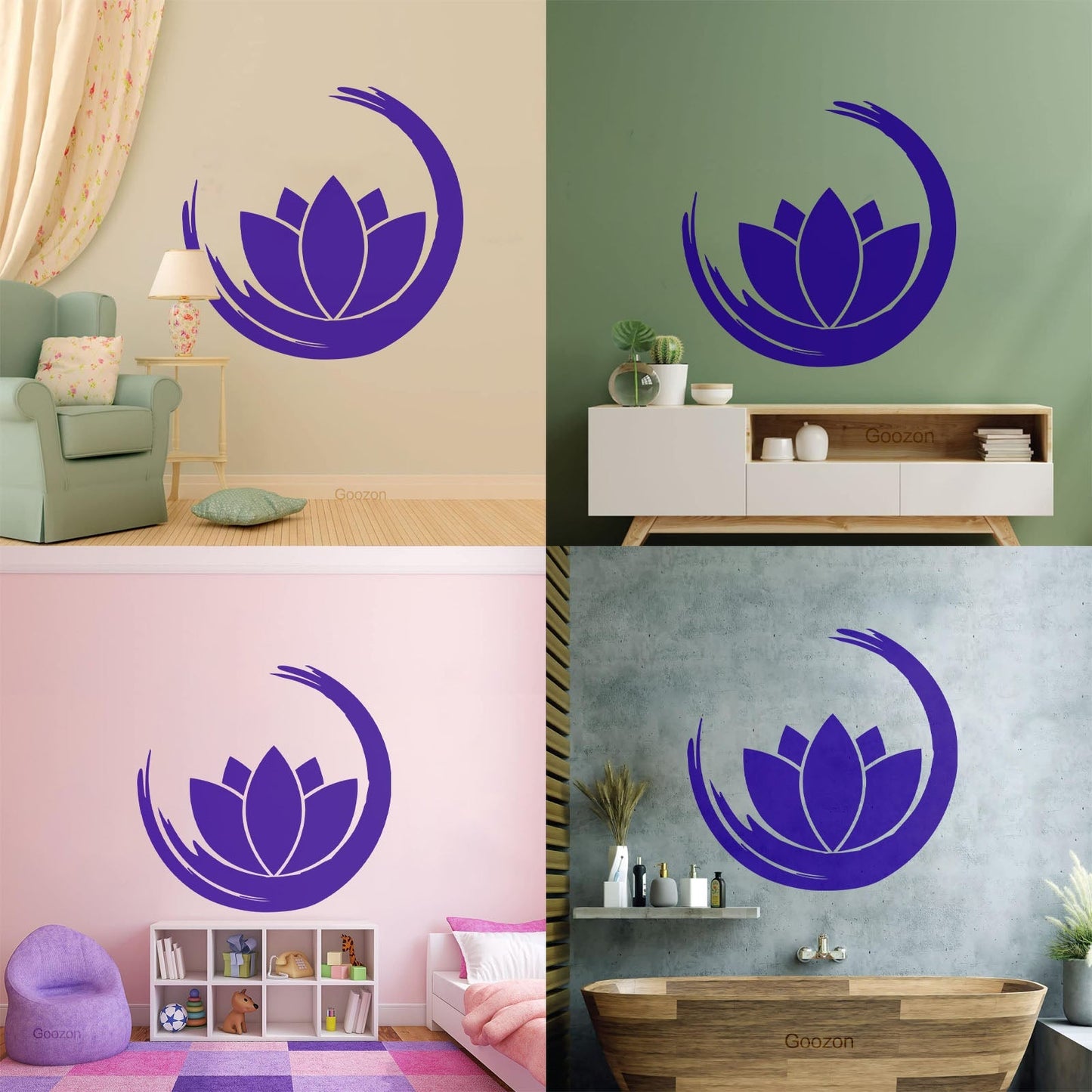 Wall Vinyl Sticker Decor Zen Enso Om Lotus Flower Bud Symbol Yoga Room Removable Without Leaving Glue
