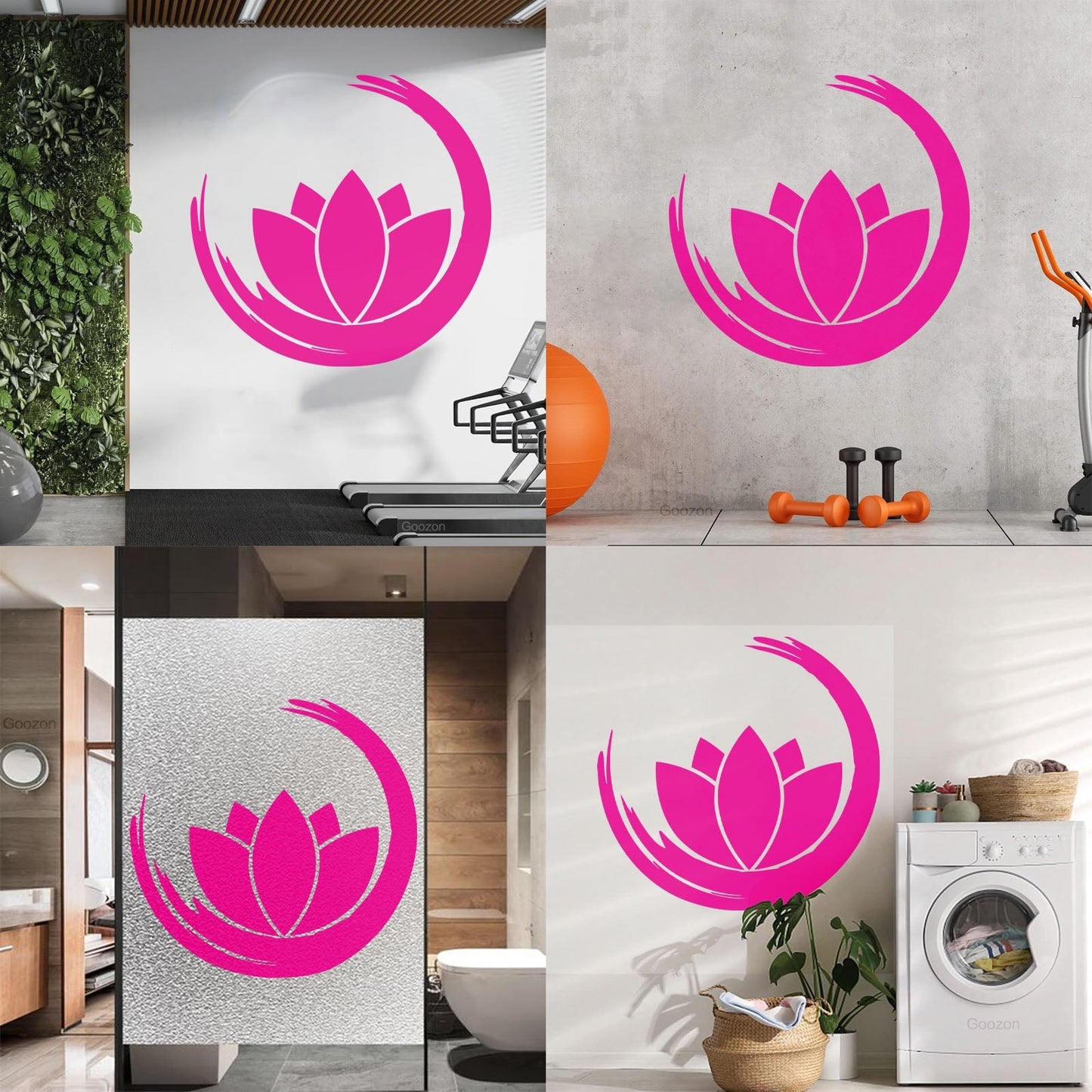 Wall Vinyl Sticker Decor Zen Enso Om Lotus Flower Bud Symbol Yoga Room Removable Without Leaving Glue