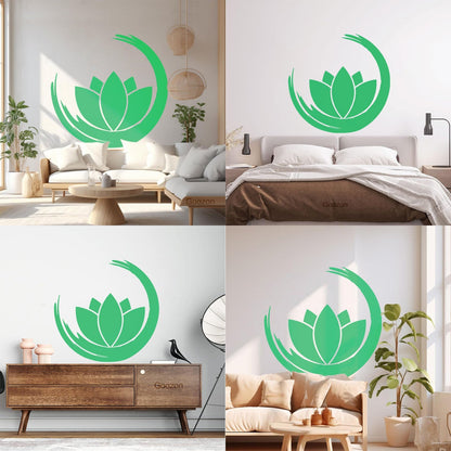 Wall Vinyl Sticker Decor Zen Enso Om Lotus Flower Bud Symbol Yoga Room Removable Without Leaving Glue