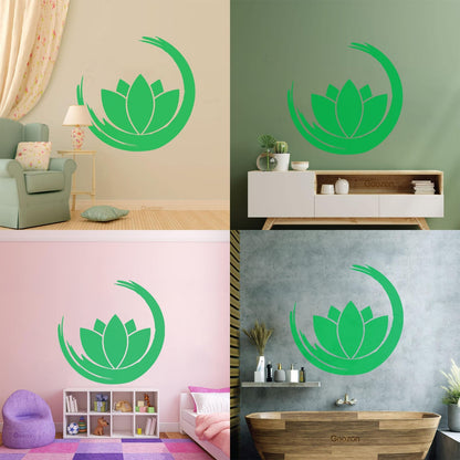 Wall Vinyl Sticker Decor Zen Enso Om Lotus Flower Bud Symbol Yoga Room Removable Without Leaving Glue