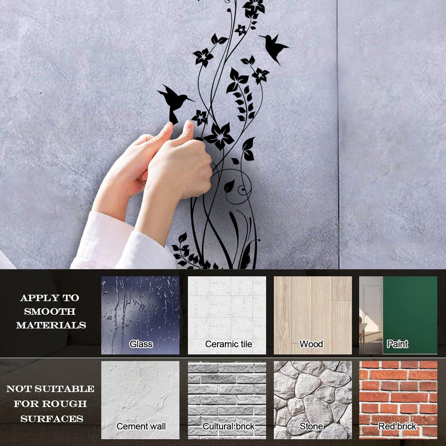 Wall Decals Pvc Beautiful Home Ation Flower Birds Patterns Multiple Size Options