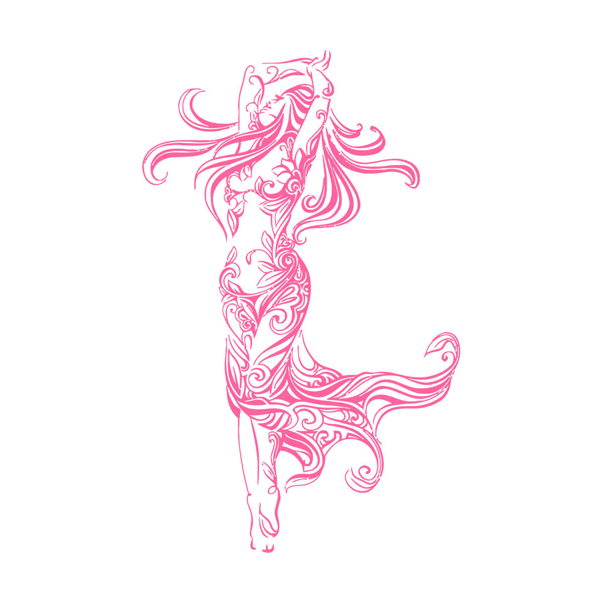 Lettering Stickers Beautiful Woman Appeal Girl Flower Pattern Dance Waterproof