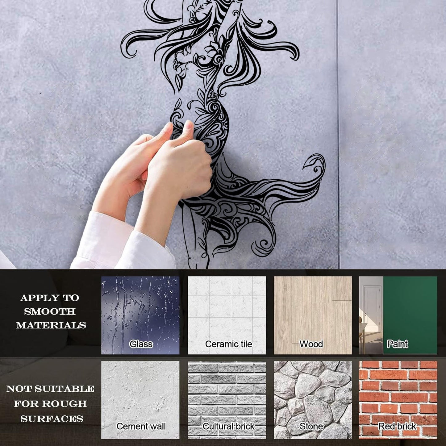 Lettering Stickers Beautiful Woman Appeal Girl Flower Pattern Dance Waterproof