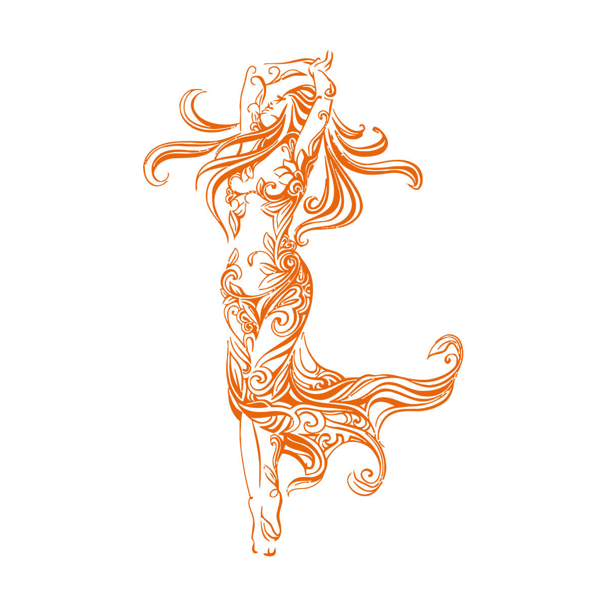 Lettering Stickers Beautiful Woman Appeal Girl Flower Pattern Dance Waterproof