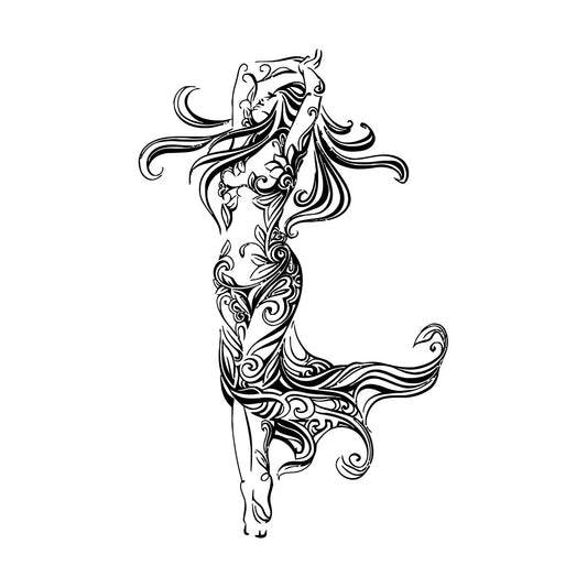 Lettering Stickers Beautiful Woman Appeal Girl Flower Pattern Dance Waterproof