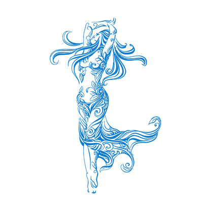 Lettering Stickers Beautiful Woman Appeal Girl Flower Pattern Dance Waterproof