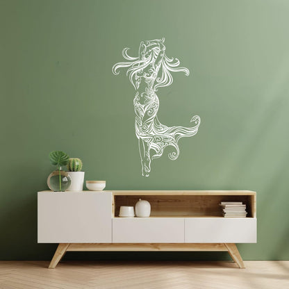 Lettering Stickers Beautiful Woman Appeal Girl Flower Pattern Dance Waterproof