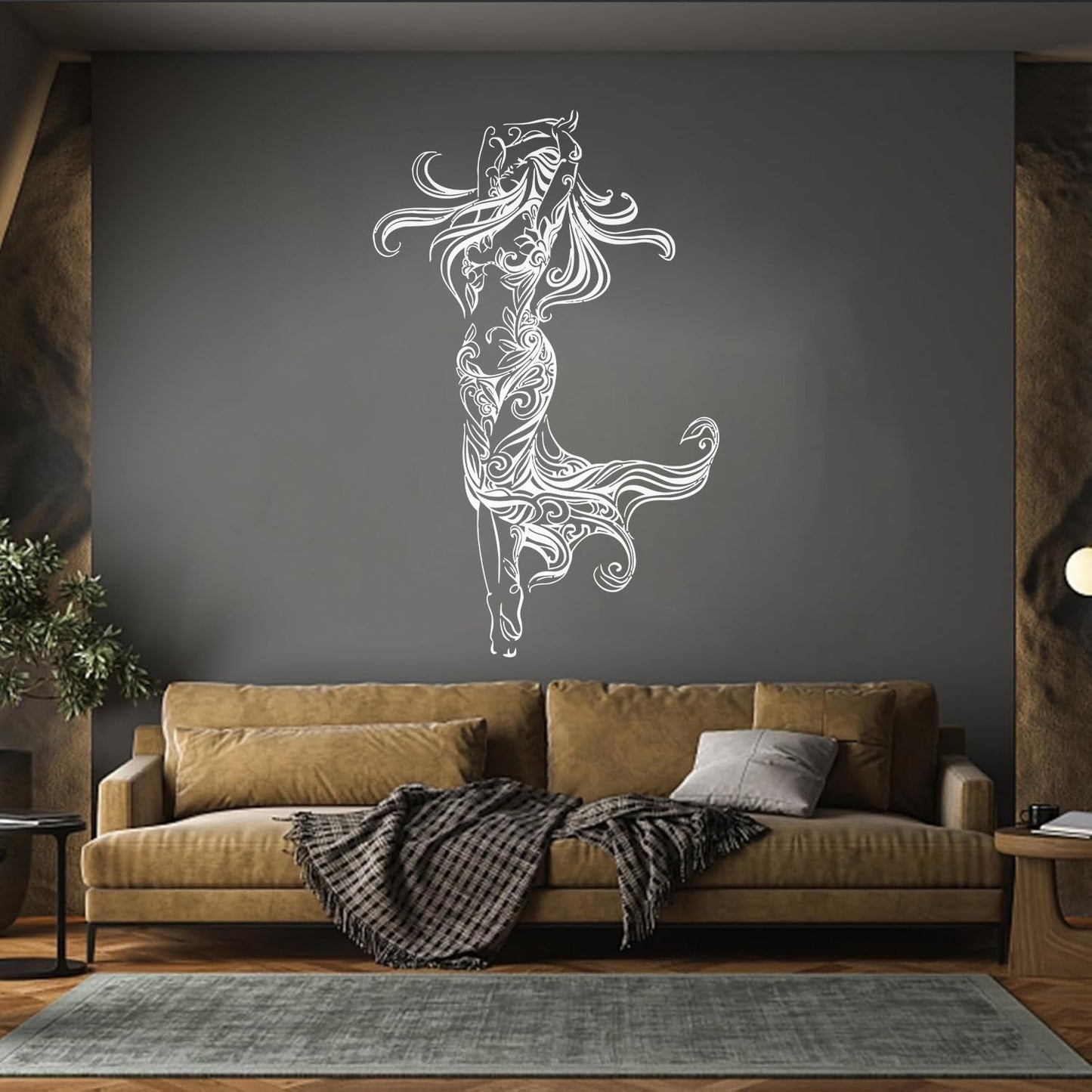 Lettering Stickers Beautiful Woman Appeal Girl Flower Pattern Dance Waterproof