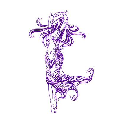 Lettering Stickers Beautiful Woman Appeal Girl Flower Pattern Dance Waterproof