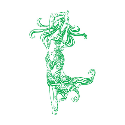 Lettering Stickers Beautiful Woman Appeal Girl Flower Pattern Dance Waterproof