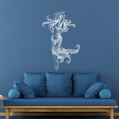 Lettering Stickers Beautiful Woman Appeal Girl Flower Pattern Dance Waterproof