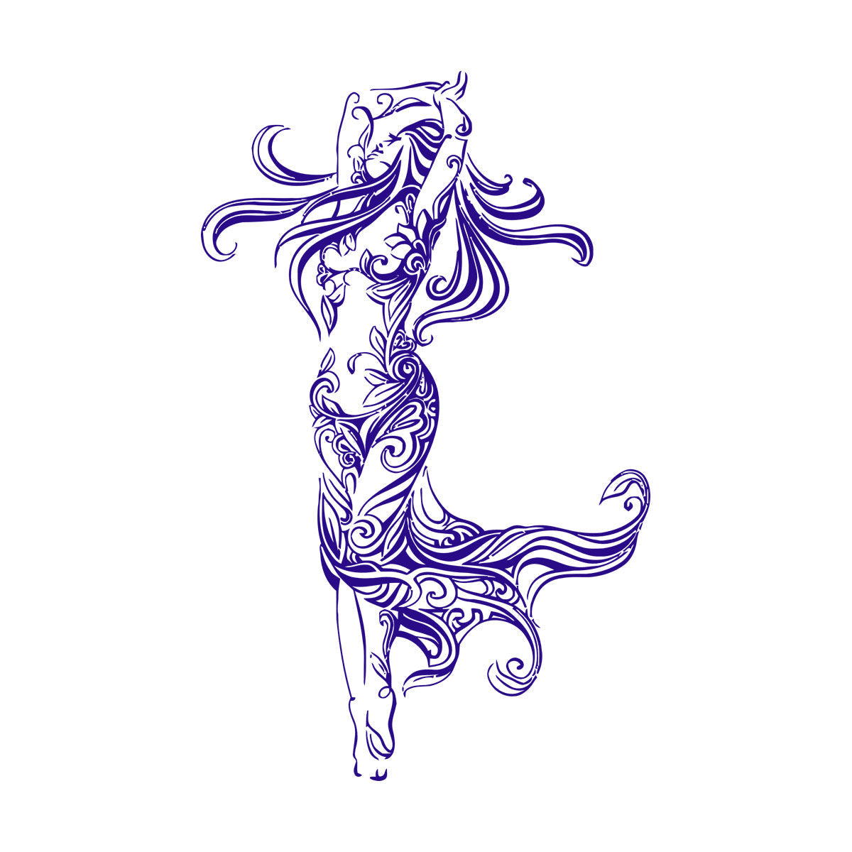 Lettering Stickers Beautiful Woman Appeal Girl Flower Pattern Dance Waterproof