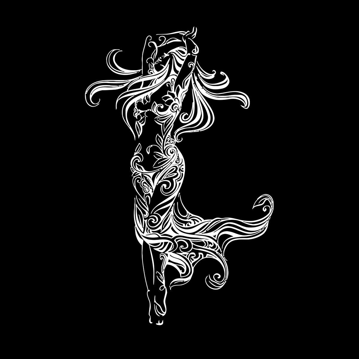 Lettering Stickers Beautiful Woman Appeal Girl Flower Pattern Dance Waterproof