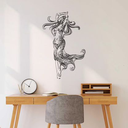 Lettering Stickers Beautiful Woman Appeal Girl Flower Pattern Dance Waterproof