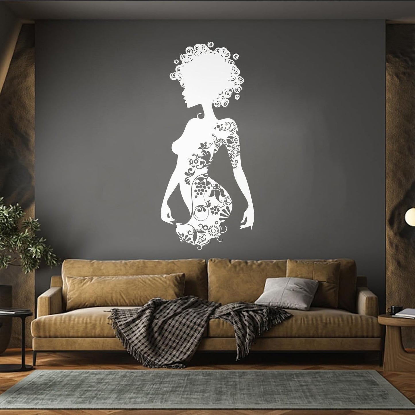 Wall Decals Paster Paper Beauty Salon Spa Woman Tattoo Flowers Curls It Won'T Fall Off