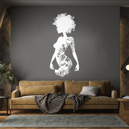 Wall Decals Paster Paper Beauty Salon Spa Woman Tattoo Flowers Curls It Won'T Fall Off