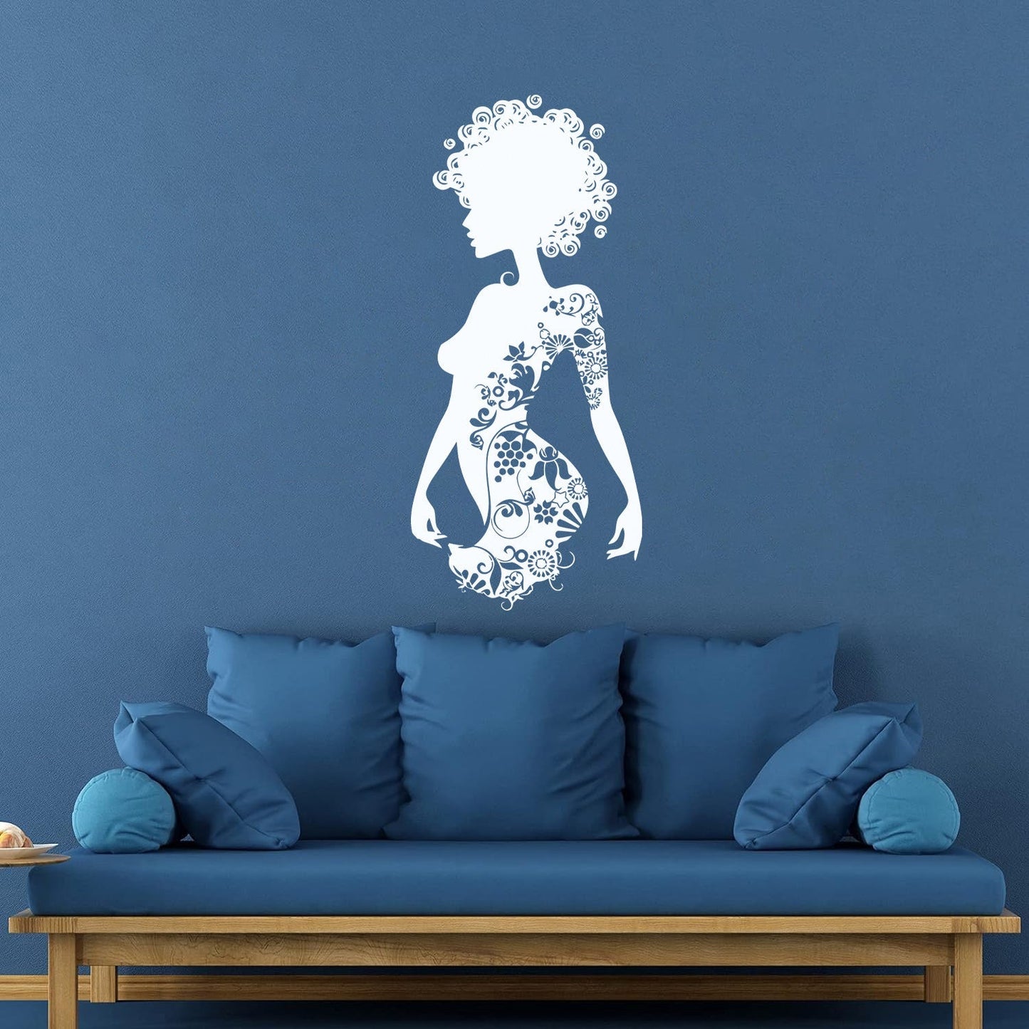 Wall Decals Paster Paper Beauty Salon Spa Woman Tattoo Flowers Curls It Won'T Fall Off