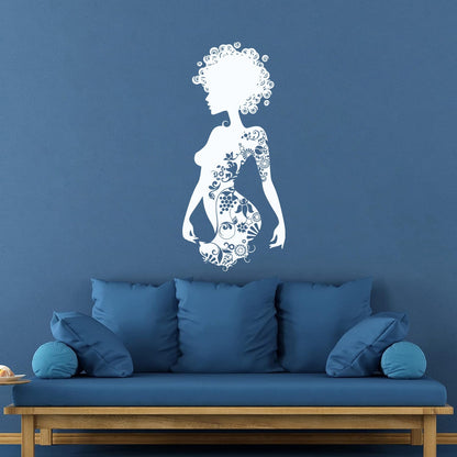 Wall Decals Paster Paper Beauty Salon Spa Woman Tattoo Flowers Curls It Won'T Fall Off