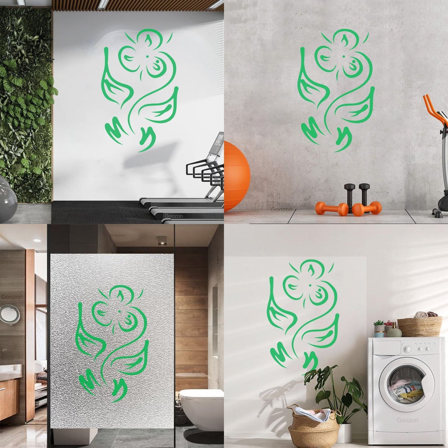 Wall Vinyl Sticker Decor Flower Plant Pattern Ornament Grass Glass Stickers