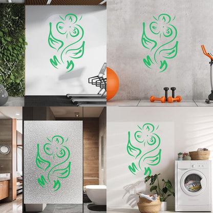 Wall Vinyl Sticker Decor Flower Plant Pattern Ornament Grass Glass Stickers