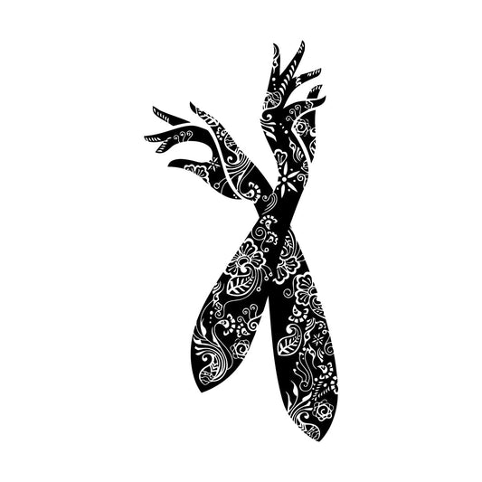 Wall Decals Pvc Hands Hieroglyphs Pattern Beautiful Flowers Equipped With Transfer Film Kit