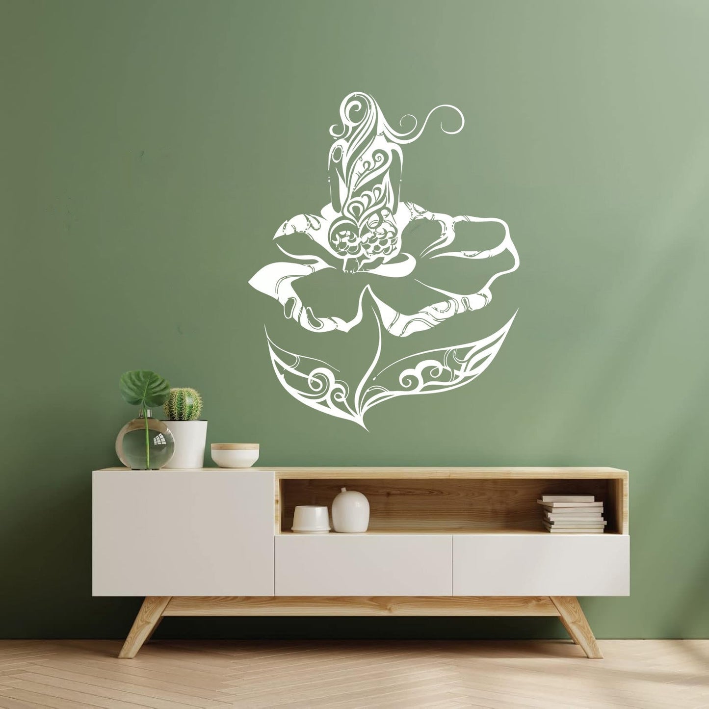 Wall Decals Paster Paper Naked Girl Natural Beautiful Appeal Woman Flower Art Mural Painting