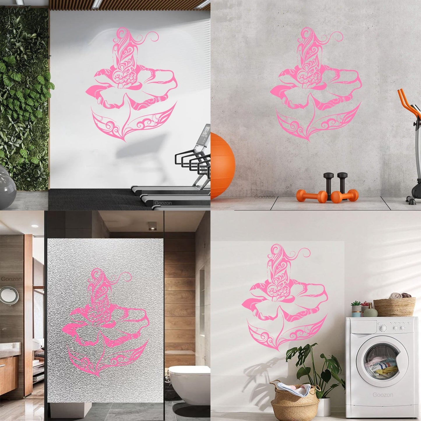 Wall Decals Paster Paper Naked Girl Natural Beautiful Appeal Woman Flower Art Mural Painting